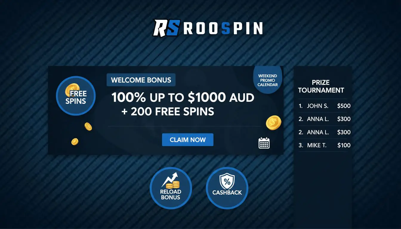 Roospins casino welcome bonus in AUD, free spins, slot races and cashback